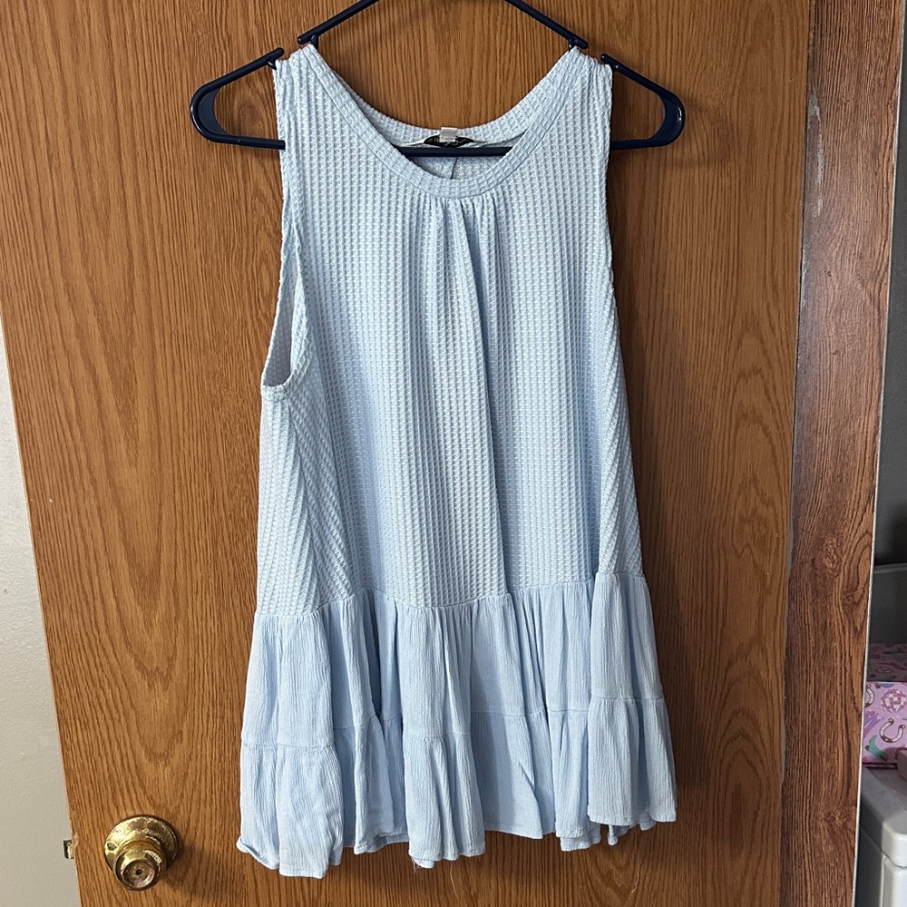 Light Blue Sleeveless Tiered Top